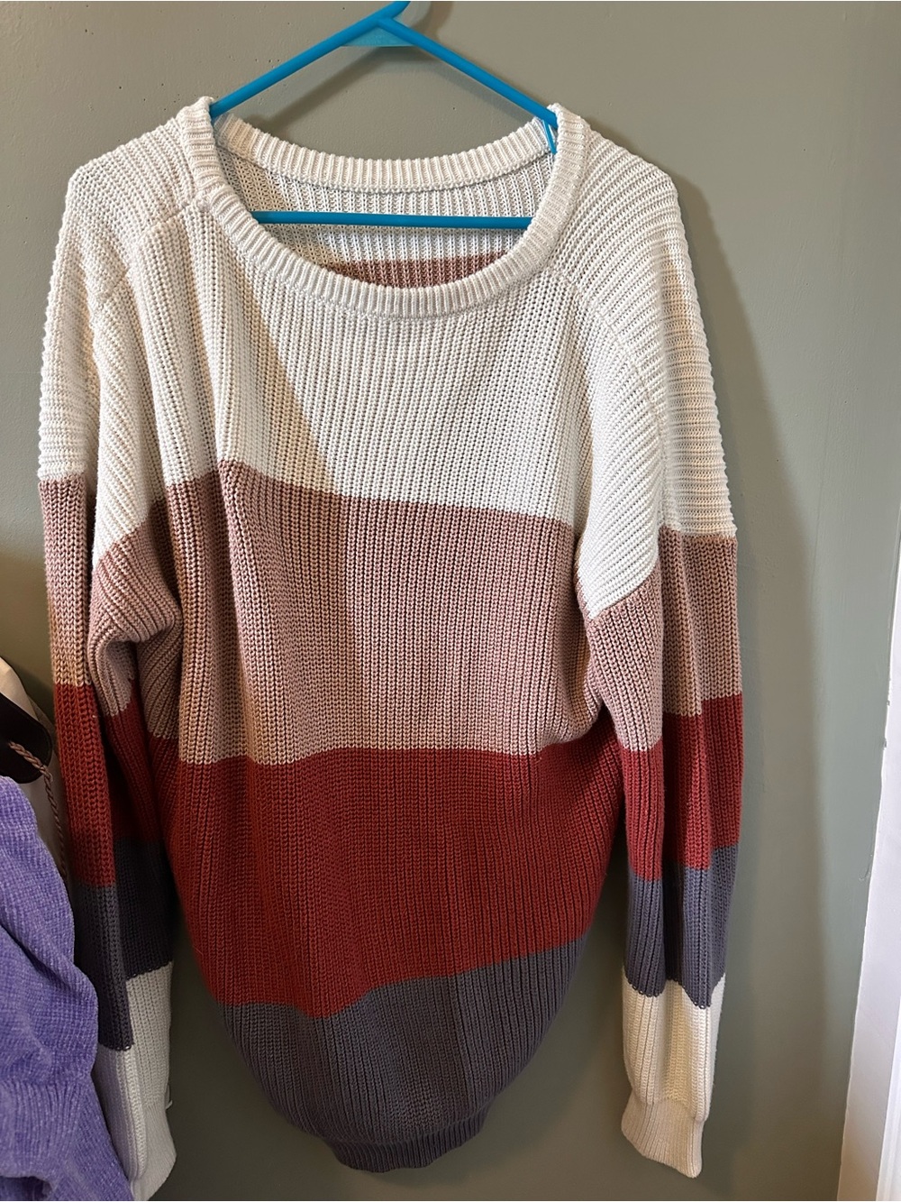 Striped Knit Pullover Sweater multicolored